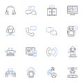 Mobile communication line icons collection. Smartph, Texting, Voice calls, Messaging, Video calling, Wi-Fi, Nerk vector