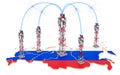 Mobile communications in Russia, cell towers on the map. 3D rendering