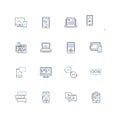 Mobile communicator line icons collection. Smartph, Cellph, Mobile, Device, iPh, Android, Blackberry vector and linear