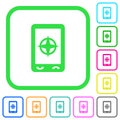 Mobile compass vivid colored flat icons