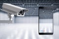 Mobile connect with security camera Royalty Free Stock Photo