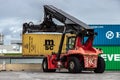 Mobile container handler in action at a container terminal in the Port of Rotterdam. September 6, 2015