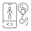 mobile control ems training line icon vector illustration