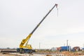 Mobile crane at construction site Royalty Free Stock Photo