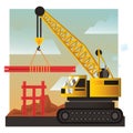 Mobile crane at construction site. Vector illustration decorative design Royalty Free Stock Photo