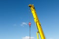 Mobile crane hook with chains, industrial background Royalty Free Stock Photo