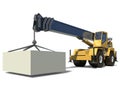 Mobile crane with a load on the jib crane. Royalty Free Stock Photo