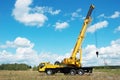 Mobile crane with rised boom