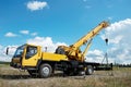 Mobile crane with risen boom