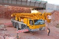 Mobile Crane under a bridge Royalty Free Stock Photo