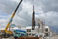 Mobile crane used to lifting heavy material at construction site Royalty Free Stock Photo