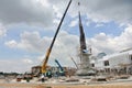 Mobile crane used to lifting heavy material at construction site Royalty Free Stock Photo