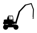 Mobile crane vector silhouette isolated on white. Construction site machine illustration. Telescope elevator industrial truck. Royalty Free Stock Photo