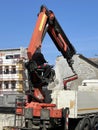 Mobile crane at work construction site Royalty Free Stock Photo