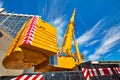 Mobile crane at work at downtown construction site Royalty Free Stock Photo
