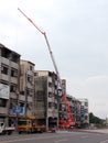 The mobile crane is working, in Taiwan. Royalty Free Stock Photo