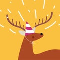 Cute deer with antlers wearing a party hat vector design Royalty Free Stock Photo