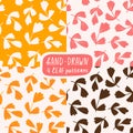 Cute retro set of leaf seamless patterns.  Simple design and four colorways.  Vector repeating design for  fabric, wallpaper or wr Royalty Free Stock Photo