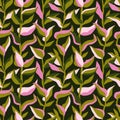 Cute retro set of leaf seamless patterns.  Simple design in pink and green colorways.  Vector repeating design for  fabric Royalty Free Stock Photo