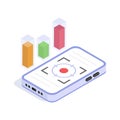 A mobile dashboard displaying data insights through visual charts Royalty Free Stock Photo