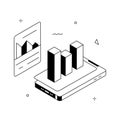 Mobile Data Analytics Isometric Illustration with Smartphone and Graphs Royalty Free Stock Photo