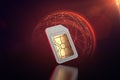 Mobile data exposed to cyber attacks despite some sort of protection sim card. Data transfer security concept. 3D rendering