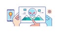 Mobile Data Network and Connectivity via Smartphone, vector design Generative AI Royalty Free Stock Photo