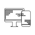 mobile data synchronization icon. Element of cyber security for mobile concept and web apps icon. Thin line icon for website Royalty Free Stock Photo