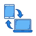 Mobile data synchronization line icon. Royalty Free Stock Photo