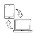 Mobile data synchronization line icon. Royalty Free Stock Photo