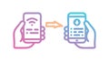 Mobile Data Transfer, Smartphone Communication Sharing, vector design Generative AI Royalty Free Stock Photo