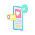 Mobile date application personal profile chat identification isometric 3d icon realistic vector