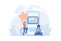 Mobile design and development illustration. Developers prototyping, programming user interface and testing mobile app. UI design Royalty Free Stock Photo