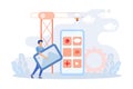 Mobile design and development illustration. Developers prototyping, programming user interface and testing mobile app. UI design Royalty Free Stock Photo