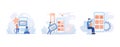 Mobile design and development illustration. Developers prototyping, programming user interface and testing mobile app. UI design Royalty Free Stock Photo