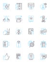 Mobile design linear icons set. Responsive, Intuitive, Minimalist, Dynamic, Interactive, Engaging, User-friendly line