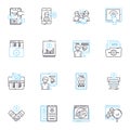 Mobile development linear icons set. Android, iOS, Cross-platform, Swift, Kotlin, Flutter, ReactNative line vector and Royalty Free Stock Photo