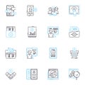 Mobile development linear icons set. Android, iOS, Cross-platform, Swift, Kotlin, Flutter, ReactNative line vector and