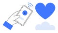 Mobile Device Enabling Connectivity with Heart Icon and Cloud Symbolizing Love and Digital Integration Royalty Free Stock Photo