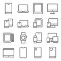 Mobile Device icons set vector illustration. Contains such icon as Tablet, Smartphone, Desktop,Smart watch, and more. Expanded Str