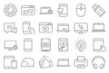 Mobile Devices line icons. Laptop, SSD and HDD. Vector Royalty Free Stock Photo