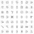 Mobile Device line icons set