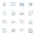 Mobile device linear icons set. smartph, tablet, phablet, smartwatch, earbuds, mobile, gadget line vector and concept Royalty Free Stock Photo