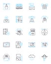 Mobile device linear icons set. smartph, tablet, phablet, smartwatch, earbuds, mobile, gadget line vector and concept Royalty Free Stock Photo
