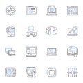 Mobile device line icons collection. Smartph, Tablet, iPh, Android, iPad, Samsung, Blackberry vector and linear