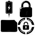 Mobile device security and data protection icons Royalty Free Stock Photo
