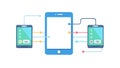 Mobile Devices Connected for Digital Communication and Sharing, vector design Generative AI Royalty Free Stock Photo