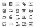 Mobile Devices icons. Laptop, SSD and HDD. Vector Royalty Free Stock Photo