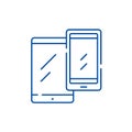 Mobile devices line icon concept. Mobile devices flat  vector symbol, sign, outline illustration. Royalty Free Stock Photo