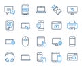 Mobile Devices line icons. Laptop, SSD and HDD. Vector Royalty Free Stock Photo